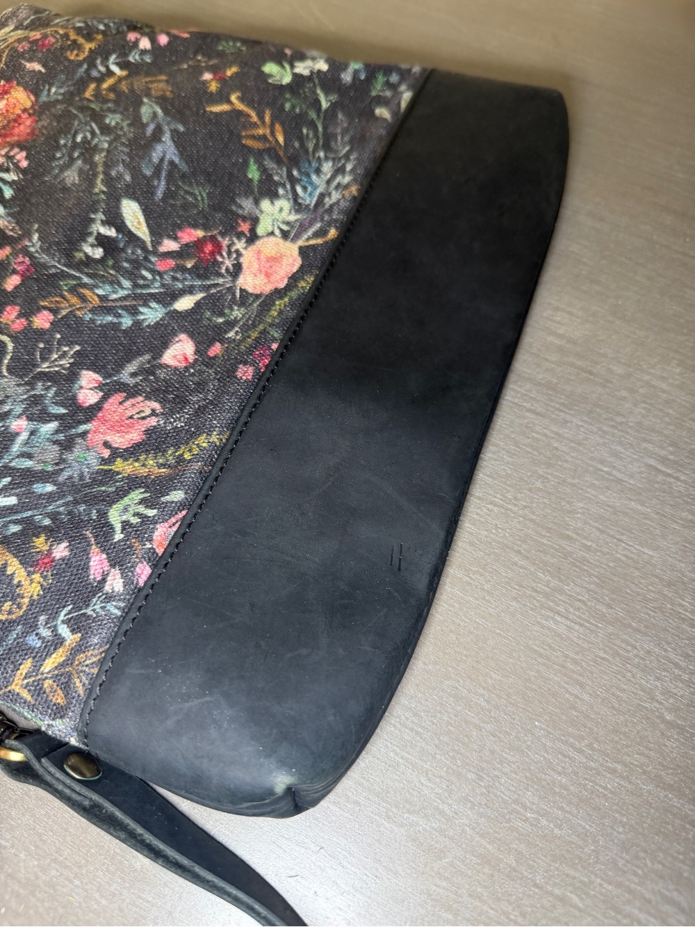 House of Flynn Floral Wristlet Clutch Black Leather Boho Handbag Purse - Picture 5 of 13